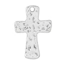 2 Hammered Silver Cross Pendant Charms, large 1-3/4" long chs1728a