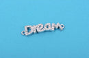 1 Silver and Rhinestone DREAM Affirmation Connector Charms, chs0564