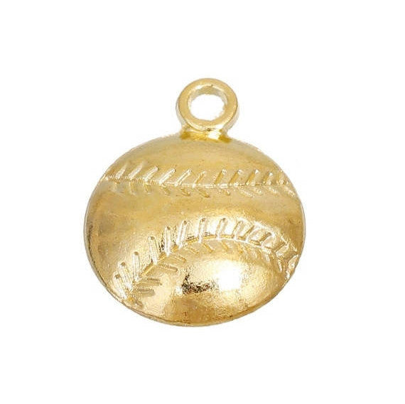 10 Gold Plated Baseball / Softball Charms 18x14.5mm, chs2886a