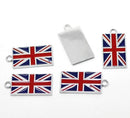 4 Silver Metal Enamel UK FLAG Charms or Pendants, elongated flag che0123