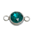 2 TEAL EMERALD Green Crystal Rhinestone Drop Connector Links, Stainless Steel Charm, 18x10mm, chs2760