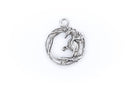 6 Antique Silver Open Circle DRAGON Charm Pendants  chs1385