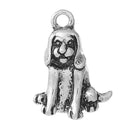 5 Silver Tone Metal Sitting Dog Charm, chs1964