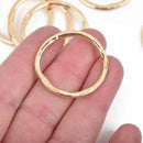 5 Light Gold Hammered Rings, Circle Washer Connector Links, Hammered Metal Charms, 32mm, chg0608