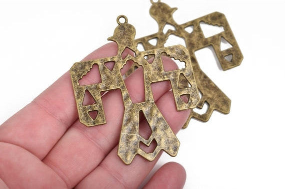 2 Bronze THUNDERBIRD Pendants, Southwest Style Pendant Charms, 2.5" long chb0502