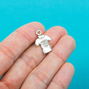 10 Small Silver Tone Metal SOCCER JERSEY Charm Pendants . 18 x 15mm . chs0355