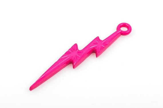 25 HOT PINK Lightning Bolt Charm Pendants, acrylic, 45x9mm  cha0168