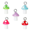 5 pcs 3D Mixed Color Resin Mushroom Charm Pendants  cha0137