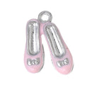 2 PINK BALLET Shoes Charm Pendants, silver and enamel,  che0486a