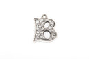 8 Letter B Monogram Silver Charm Pendants, cut out alphabet design with flowers, chs1865