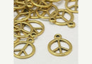 20 Antiqued Gold Metal PEACE SIGN Charm Pendants chg0070