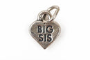 BIG SIS . Sorority Sis .  Sterling Silver Charm . Heart, pms0410