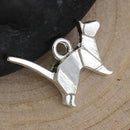 5 Silver ORIGAMI CAT Charms, Bright Silver Plated Pendants, 15x13mm, chs2655