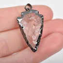 QUARTZ ARROWHEAD Pendant, Black Bezel, Gunmetal Brass Bail, Natural Gemstone Arrow Head, 1-1/2" long cgm0061