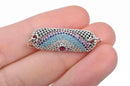 29mm Micro pave' Charm, Bar Charm Connector Link with hand-set crystals, Cubic Zirconia Stones, SILVER, chs2987
