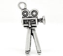 4   MOVIE CAMERA Silver Tone Metal Charm Pendants . Film Projector  29x13mm chs0669