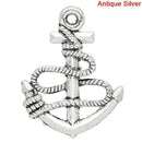 12  Silver Tone Small ANCHOR ROPE Charms Pendants, 24mm x 19mm, chs1151
