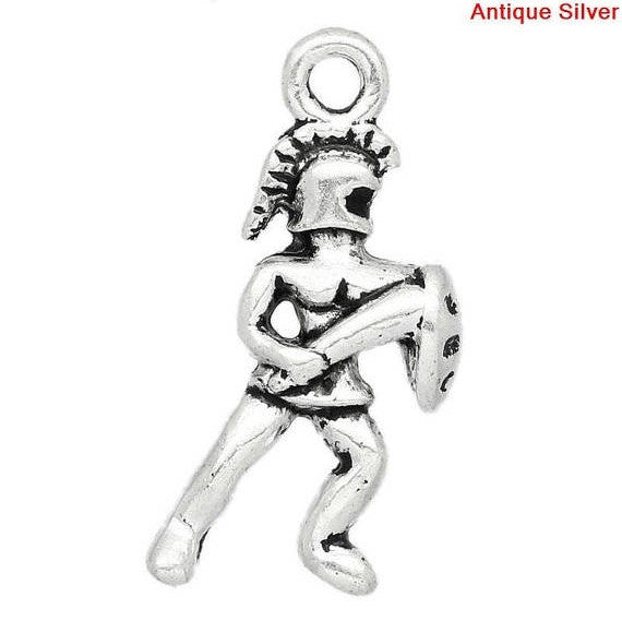 10 Silver Metal SPARTAN GLADIATOR Charm Pendants chs0496