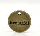 6 Antique Bronze Tone Metal Stamped BEAUTIFUL Circle Charm Pendants. CHB0019