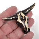 BULL LONGHORN Skull Pendant Bead, Resin Molded with hang hole front to back, 2-3/4" wide cho0150