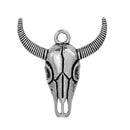 10 Silver Tone Metal Longhorn COW SKULL Charms or Pendants, 30x27mm, chs2717