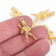 30 Gold BASEBALL PLAYER Charms, 25x14mm, chs2994b