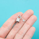 10 Silver Tone Metal Moveable BEACH SAND Pail Charm Pendants chs0036