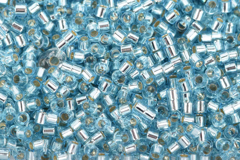 Size 15/0 Miyuki Delica Seed Beads, Silver Lined Aqua, Color DBS0044, 7 grams, bsd0043