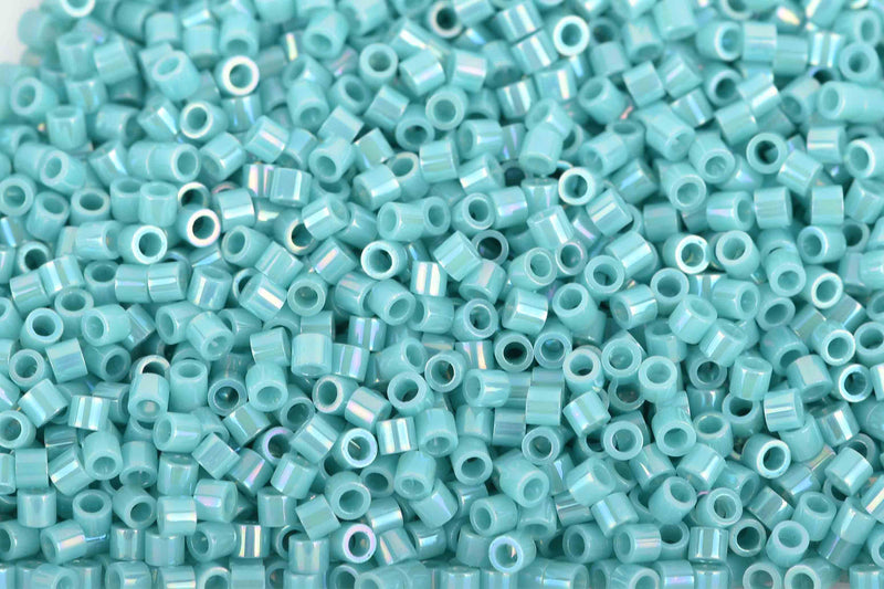 Size 15/0 Miyuki Delica Seed Beads, Opaque Turquoise, Color DBS0166, 7 grams, bsd0042