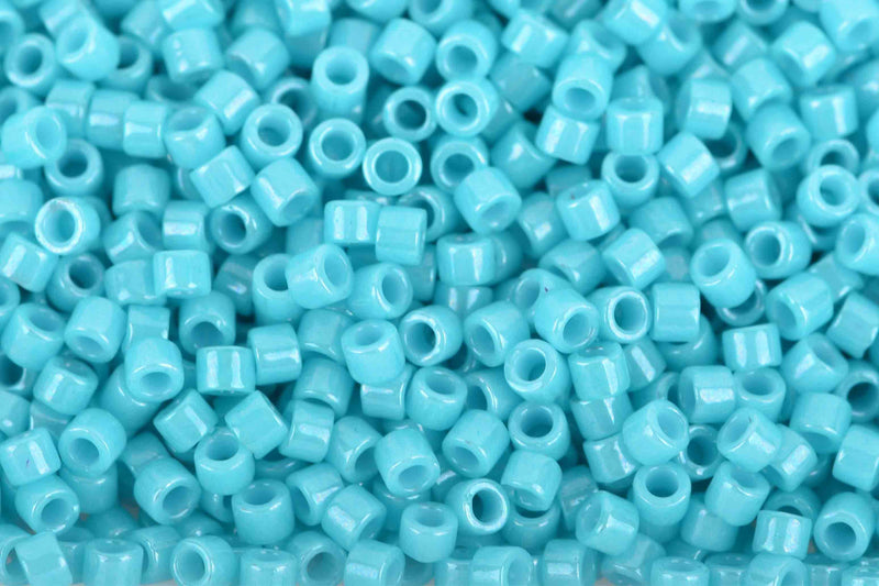 Size 11/0 Miyuki Delica Seed Beads, Opaque Turquoise, Color DB658, 7.2 grams, bsd0059
