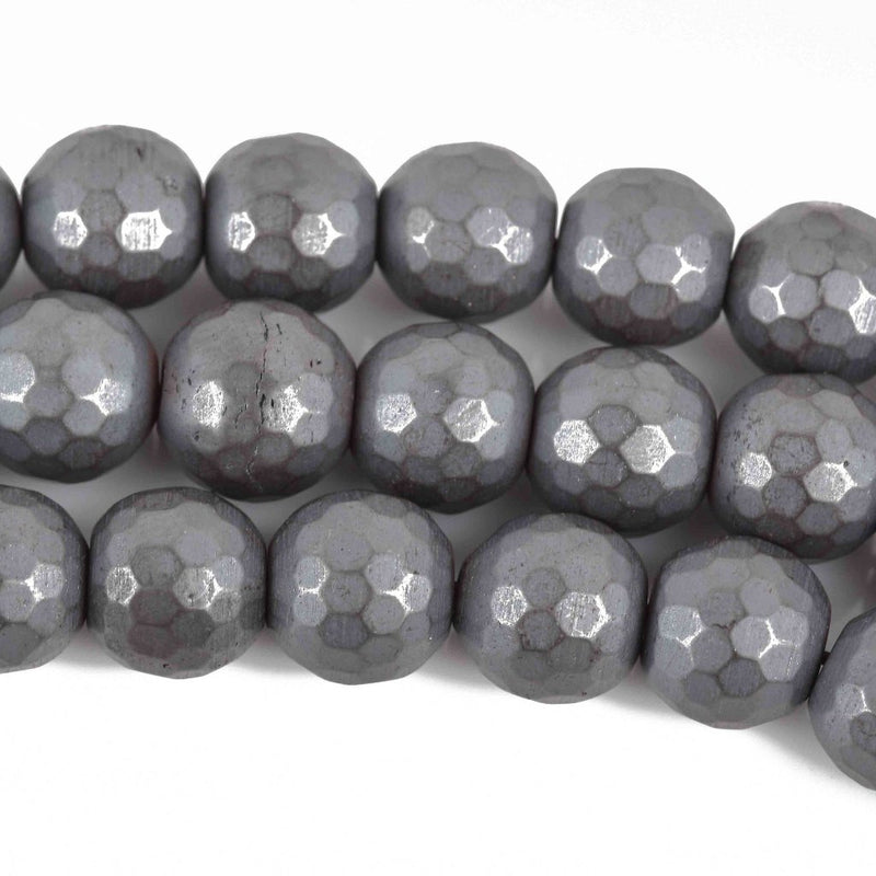 10mm Matte Hematite Round Beads, GUNMETAL Titanium Coated Gemstone Beads, faceted, full strand, 43 beads, ghe0140