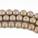 10mm Matte Hematite Round Beads, LIGHT GOLD Titanium Coated Gemstone Beads, faceted, full strand, 43 beads, ghe0139