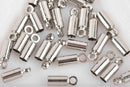 20 Silver Tone End Caps for Kumihimo Jewelry, Leather Cord End Connectors, Bails, Bead Caps, Fits 2.5mm cord, fin0679