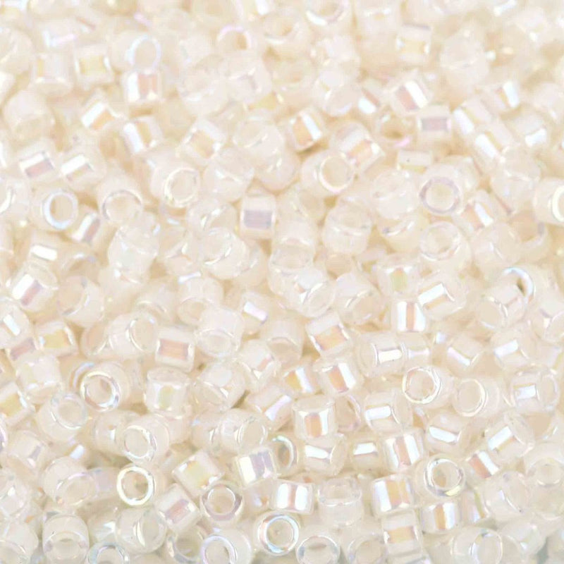 Size 15/0 Miyuki Delica Seed Beads, White Pearl, Color DBS0201, 7 grams, bsd0073