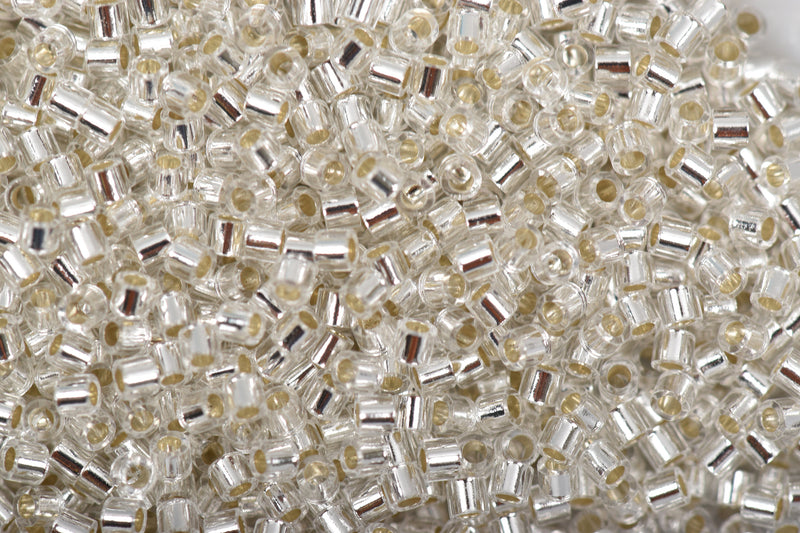 Size 15/0 Miyuki Delica Seed Beads, Silver Lined Crystal, Color DBS0041, 7 grams, bsd0068