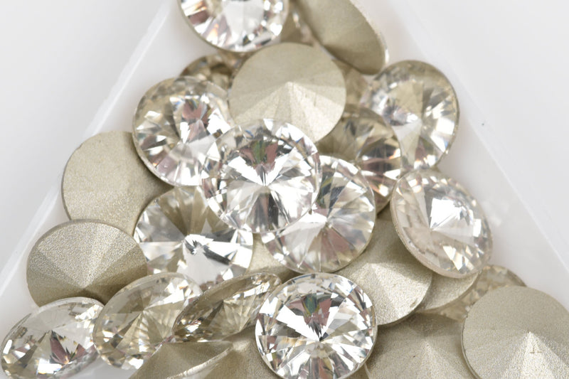 6 ss50 Chaton Rivoli Crystals, CLEAR CRYSTAL, Point Back Rhinestones, 12mm, Grade A quality, cry0191