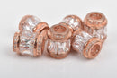 11x9mm Barrel Beads, Micro pave' hand-set crystals with Cubic Zirconia Stones, Large Hole, ROSE GOLD, cho0190
