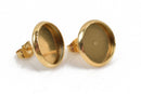 10 (5 pairs) gold stainless steel cabochon bezel setting earring post components, fits 10mm round inside bezel, fin0668