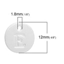 10 Letter E Alphabet Charms Silver Plated Monogram, double sided round disc letter charms, dot charms, 12mm, (1/2") chs3000