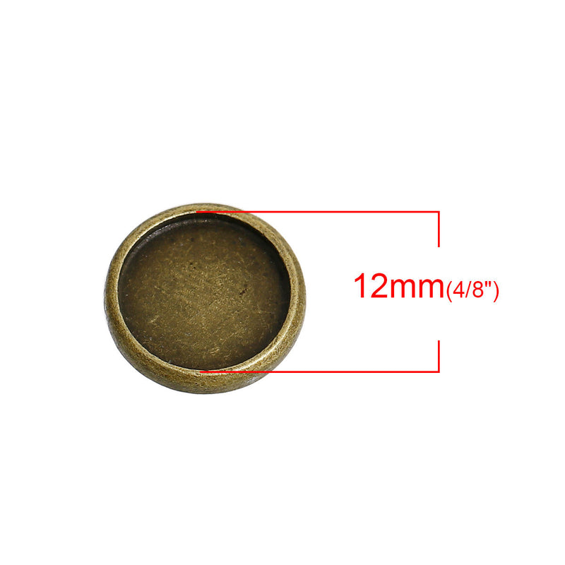 20 Bronze cabochon bezel setting components, fits 12mm inside bezel, fin0683