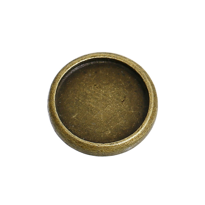 20 Bronze cabochon bezel setting components, fits 12mm inside bezel, fin0683