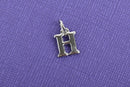 4 ETA H Letter Silver Plated Charms, Greek Letter Heta Eta H, Sorority Sister Charms, Silver Plated, 1/2" tall with jump ring, chs3016