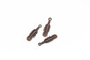 10 Copper FEATHER Charms, Copper oxidized metal charms, Copper feather pendants, 27x8mm, 1-1/8" long chc0076
