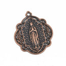 5 Copper Relic Charm Pendants, religious medal coin charms, Copper plated metal, 34x29mm, chc0078