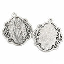 5 Silver Relic Charm Pendants, religious medal coin charms, Silver plated metal, 34x29mm, chs2835