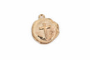 10 Light Gold Coin Relic Charm Pendants, Cross with wax seal, round coin charms, 22x19mm, chg0589