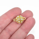 12mm Gold Magnetic Rhinestone Ball Clasp with Pave' RHINESTONES, 2 sets, fcl0233