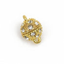 8mm Gold Magnetic Rhinestone Ball Clasp with Pave' RHINESTONES, 2 sets, fcl0235