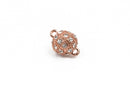 14mm Rose Gold Magnetic Rhinestone Ball Clasp with Pave' RHINESTONES, 2 sets, fcl0237