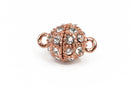 10mm Rose Gold Magnetic Rhinestone Ball Clasp with Pave' RHINESTONES, 2 sets, fcl0239